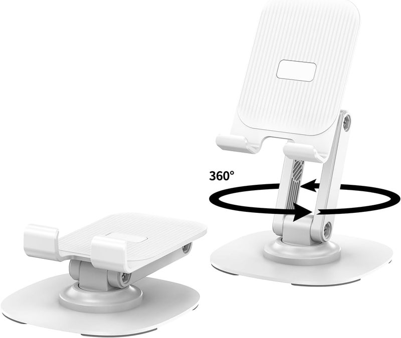 CXTX 360° Degree Rotating Mobile Phone Holder,Fully Adjustable Foldable Desktop Phone Holder Stand Base,Foldable Desktop Cell Phone Stands for iPhone17 16 15 Pro Xr Xs Max X Plus iPad Samsung (K69-White) - Image 1